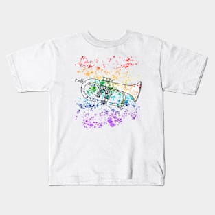 Flugelhorn Rainbow Colours Hornist Brass Musician Kids T-Shirt